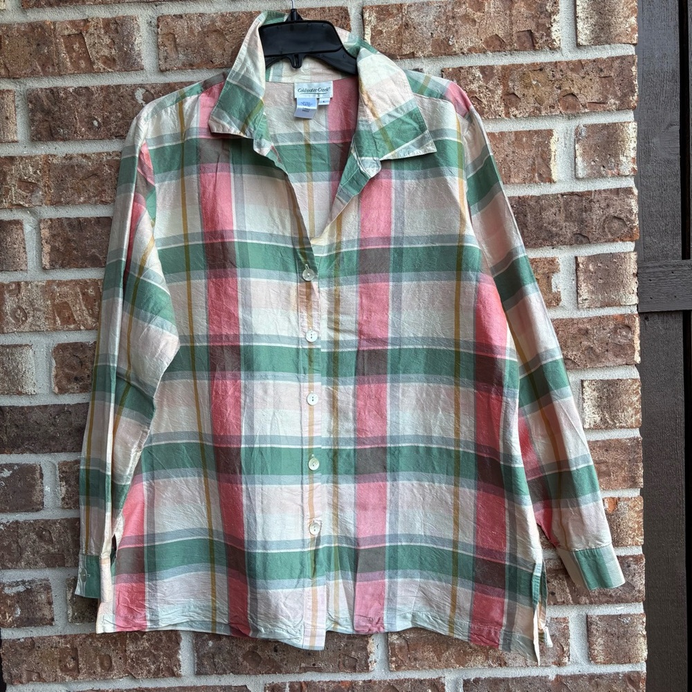 Coldwater Creek Multicolor Silk Plaid Shirt